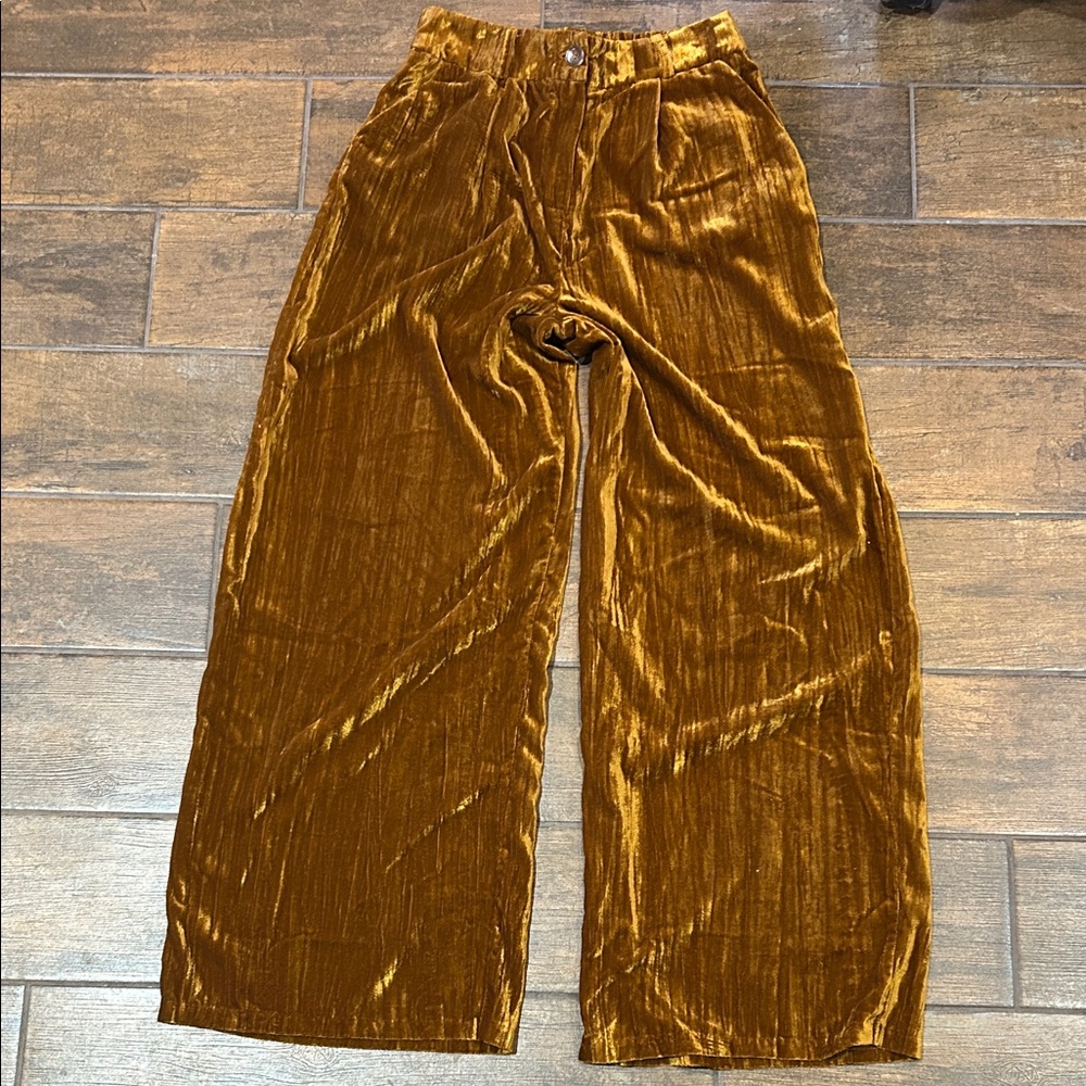 Easel Velvet Pants in Golden Brown size small